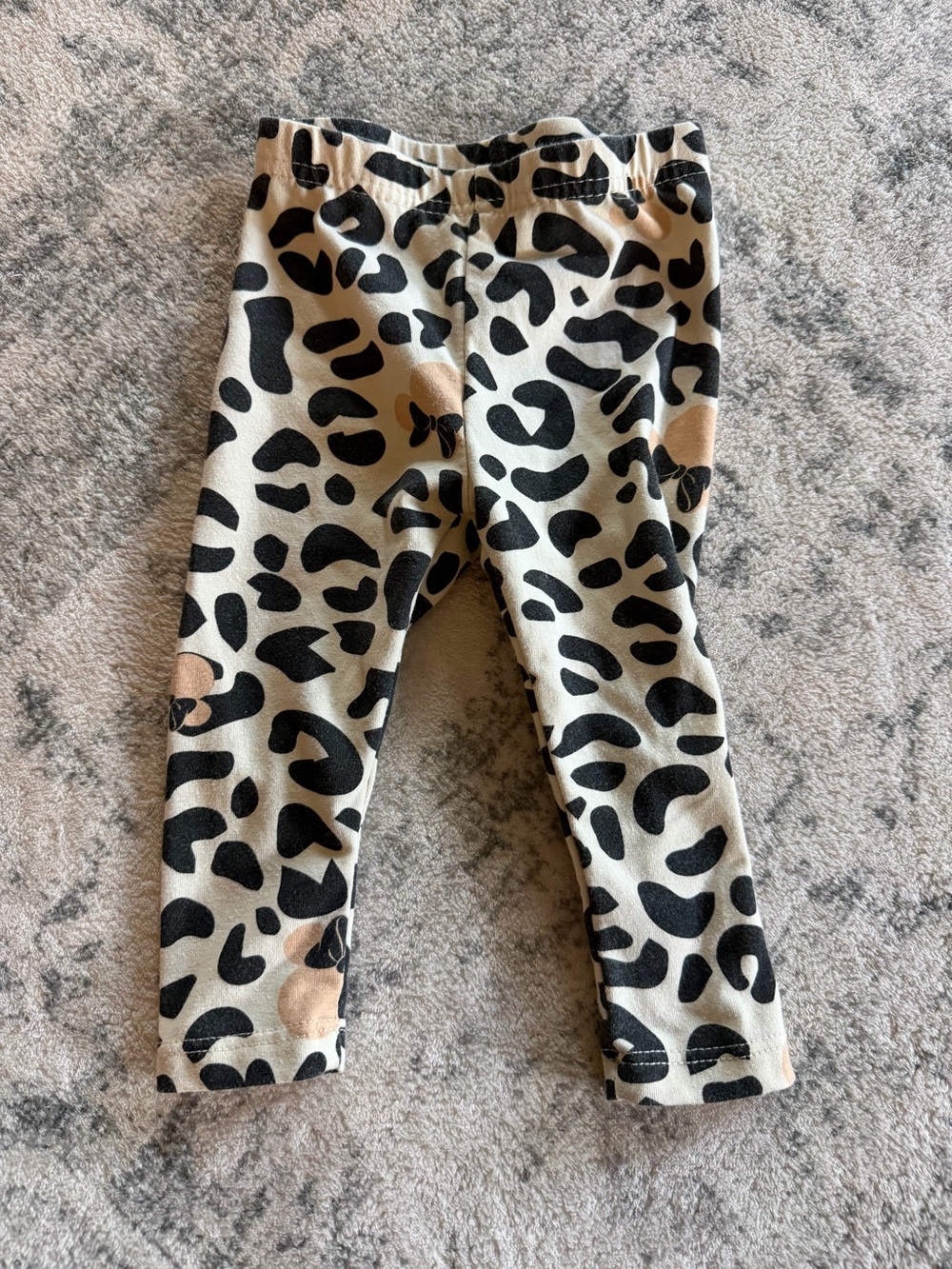 Sz 6-9m Leopard Print Leggings - Cream & Black